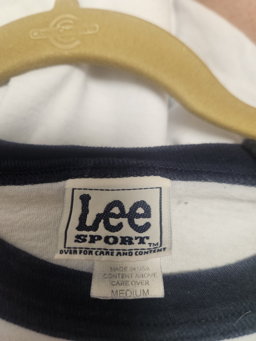 Lee Men’s White Tee with Navy Collar Trim